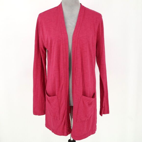 Cielo Sweater Womens Medium Pink Cardigan Stretch Knit Open Pockets Coastal - Picture 1 of 12